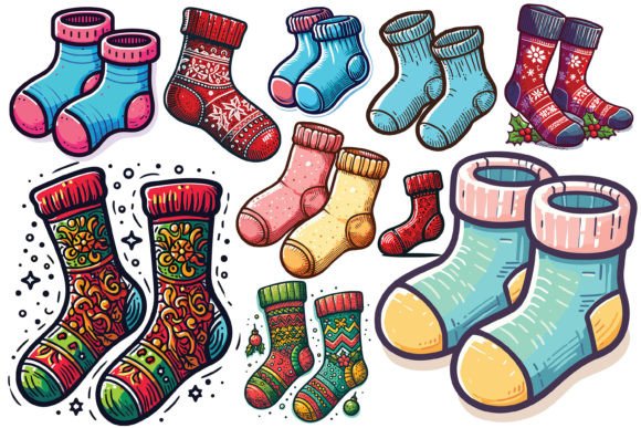 10 X Christmas Socks Bundle: Illustrations Review