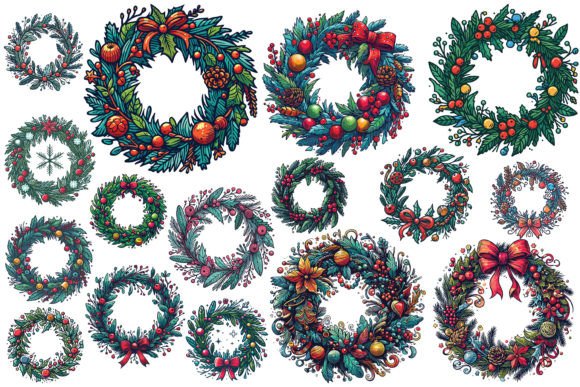 16 X Christmas Wreath Bundle: Illustrations Review