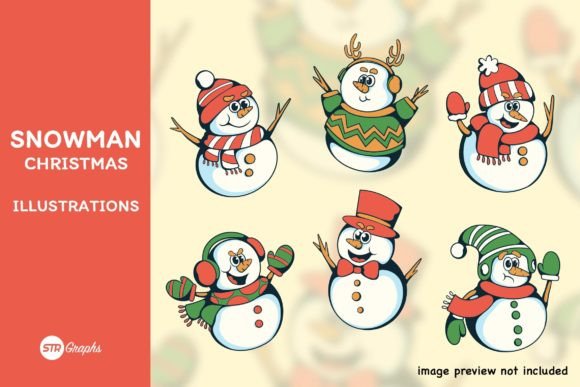 6 Snowman Christmas: Festive Illustrations