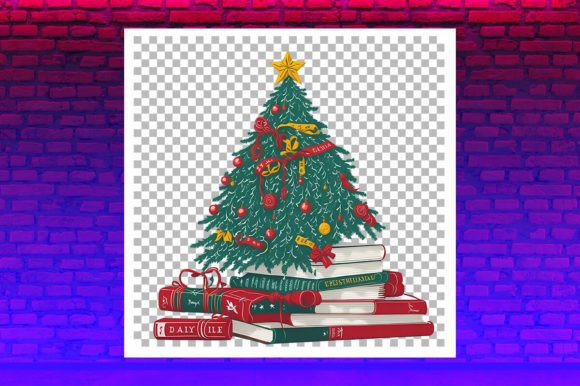 Bookish Christmas Tree PNG: Festive Illustrations