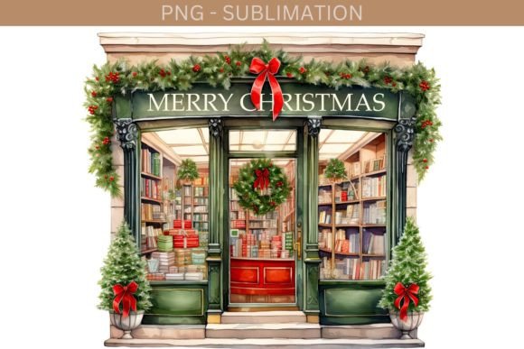 Christmas Bookstore Art: Cozy Illustrations