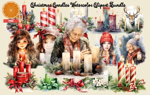 Christmas Candles Watercolor Bundle: Illustrations Review