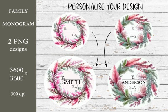 Christmas Monogram Sublimation PNG for Illustrations