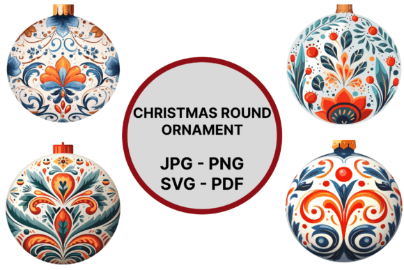 Christmas Round Ornaments: Festive Illustrations