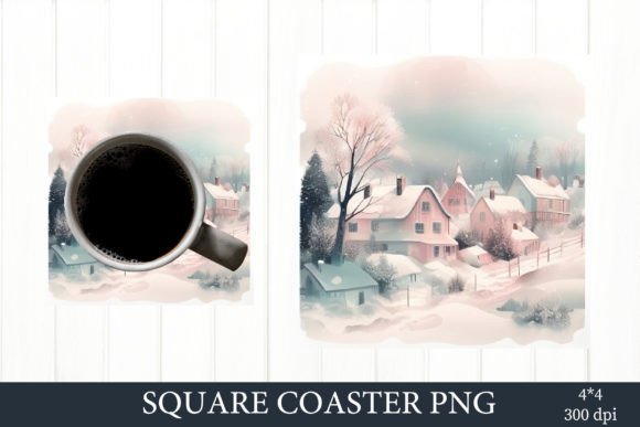 Christmas Square Keychain: Pink Vintage Illustrations