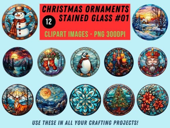 Christmas Stained Glass Clipart 01 Illustrations Review