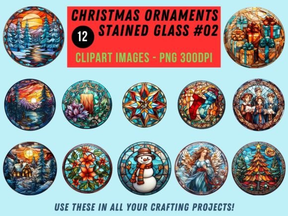 Christmas Stained Glass Clipart 02: Illustrations Review