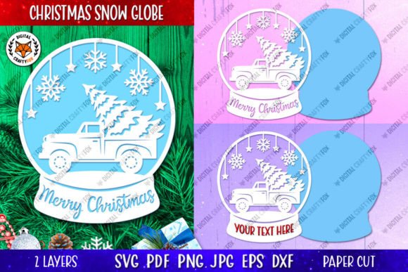 Christmas Truck Snow Globe Ornament SVG: Festive Illustrations
