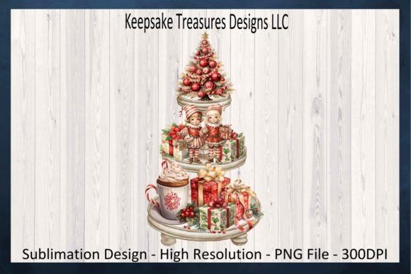 Christmas Vintage Tiered Tray PNG Illustrations