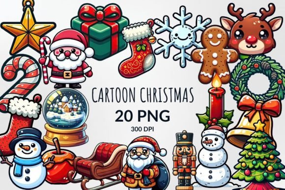 Cute Cartoon Christmas Sublimation: Festive Illustrations