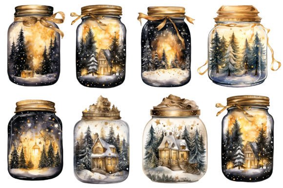 Gold Magic Christmas View in Jar Clipart Review