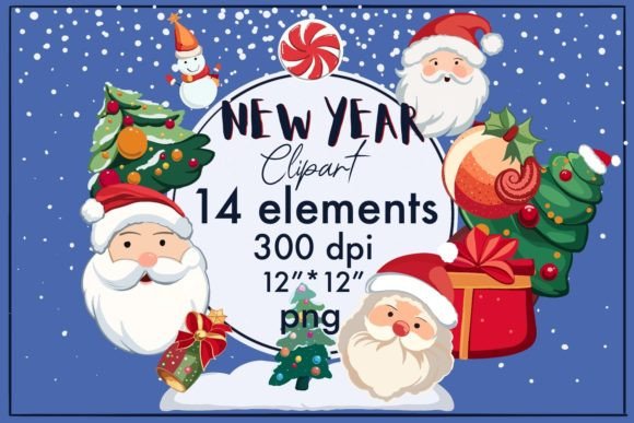 New Year, Christmas Tree, Sant Illustrations