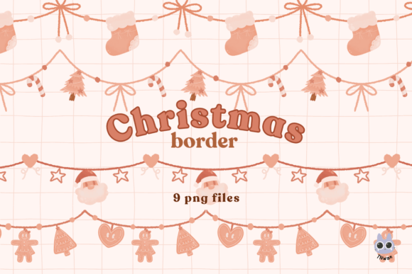 Pink Christmas Ornament Border Clipart for Illustrations