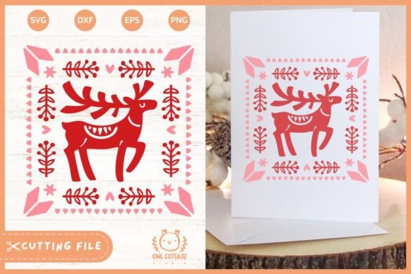 Reindeer SVG Nordic Style Christmas Illustrations