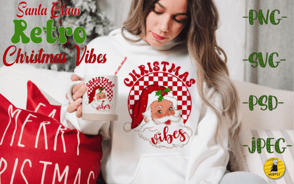 Retro Christmas Vibes Santa Claus Illustrations