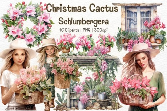 Review: Christmas Cactus Watercolor PNG for Embroidery