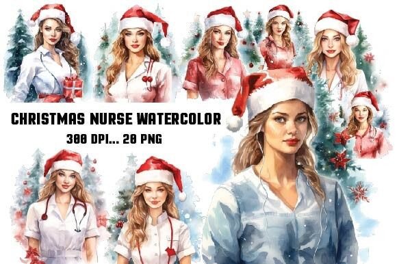 Reviewing Christmas Nurse Watercolor Clipart for Stitching