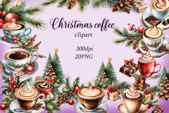 Watercolor Christmas Coffee Clipart Review
