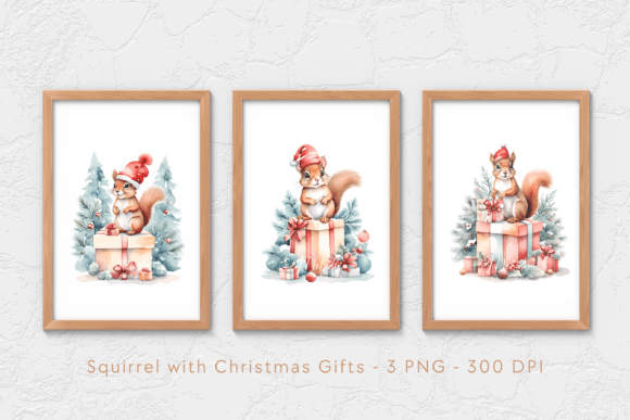 Watercolor Squirrel & Christmas Illustrations